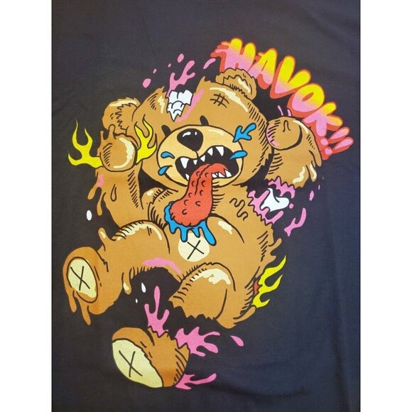 Fashion Nova Wreaking‎ Havoc Teddy T-shirt Men's Size XXL Black Graphic Print - Picture 3 of 9